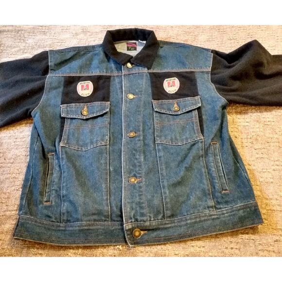 Vintage Handmade Unbranded Denim Jacket Unisex XL Adventure Club Patchwork Art - Picture 3 of 9